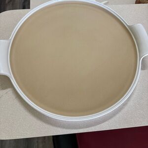 Pampered Chef White and Tan Ceramic Baking Stone